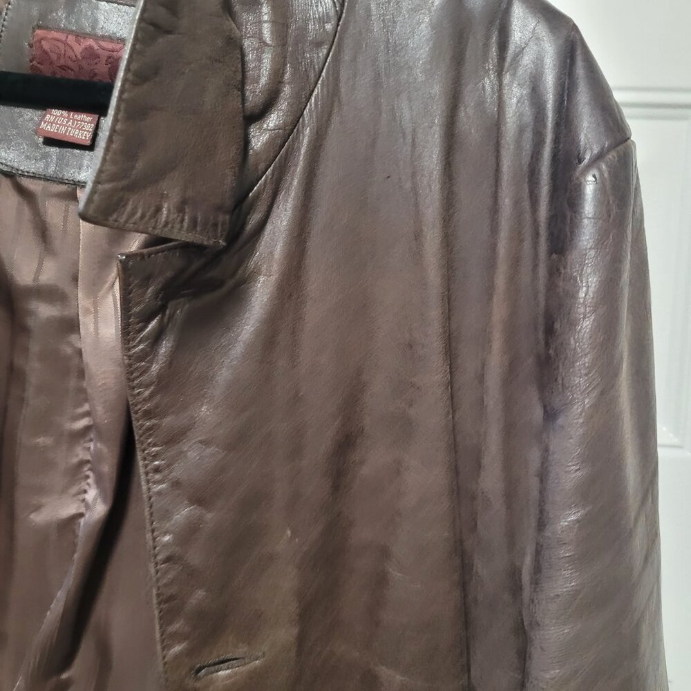 Zara leather trench coat men’s, brown size L - Picture 3 of 15